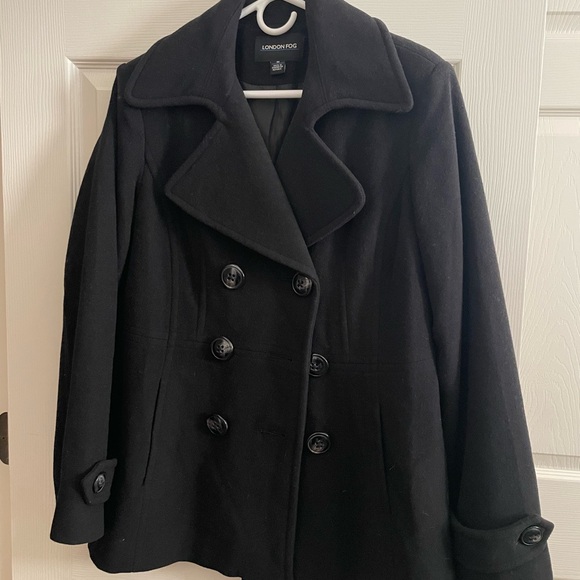 London Fog Women's Classic Black Peacoat - Picture 1 of 4